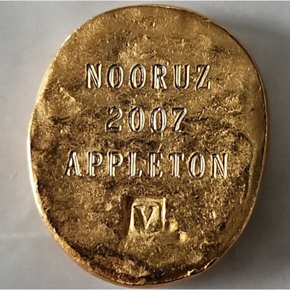 Nooruz 2007 Pocket Angel Token Gold Tone Commemorative Coin Appleton WI - Picture 3 of 3
